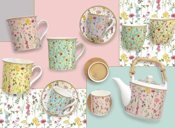 FEDORA Home Hrnček porcelánový, set 4ks 260ml, krabička, Coffee Mania Spring Flower