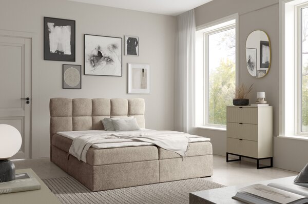 KONDELA Boxspringová posteľ, 160x200, sivobéžová Taupe, NEGRY