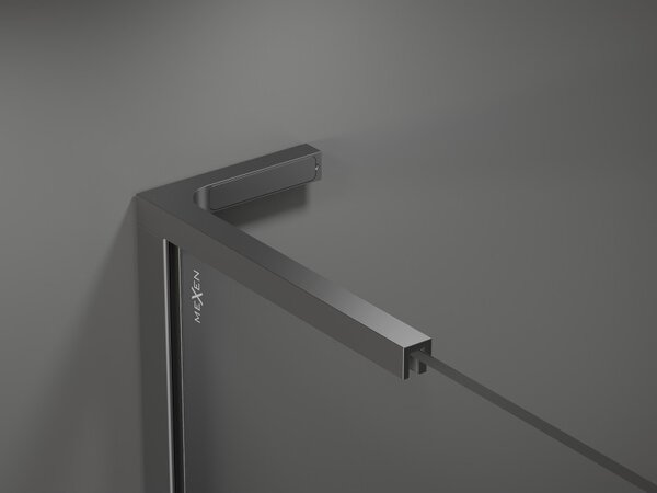 Mexen Velar L, posuvné sprchové dvere do otvoru 120 cm, 8mm číre sklo, brúsený grafit, 871-120-003-01-95