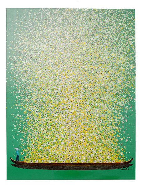 Flowers Boat obraz zeleno-žltý