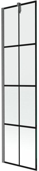 Mexen Next, 1-krídlová vaňová zástena 50 x 150 cm, 6mm číre sklo - čierny vzor, brúsený grafit, 895-050-000-00-77-66