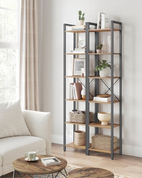 REGÁL, čierna, farba vlašského orecha, oceľ, 40/186/30 cm Boxxx - Regály, Online Only