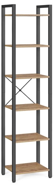REGÁL, čierna, farba vlašského orecha, oceľ, 40/186/30 cm Boxxx - Regály, Online Only