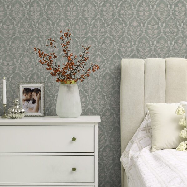 Tapety Striebristý šalviový damask, Tapety kvety, a00741 : Uwalls.sk