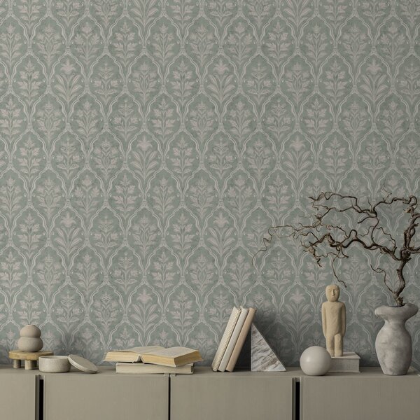 Tapety Striebristý šalviový damask, Tapety kvety, a00741 : Uwalls.sk