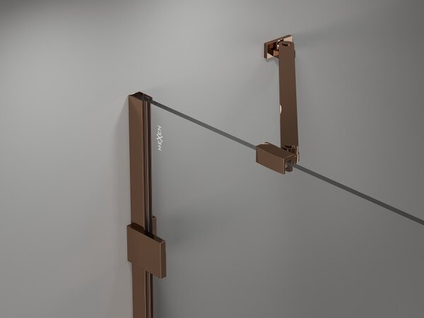 Mexen Lunar, pravé otočné sprchové dvere 120 cm, 8mm číre sklo, ružové zlato profil, 834-120-000-60-00-P