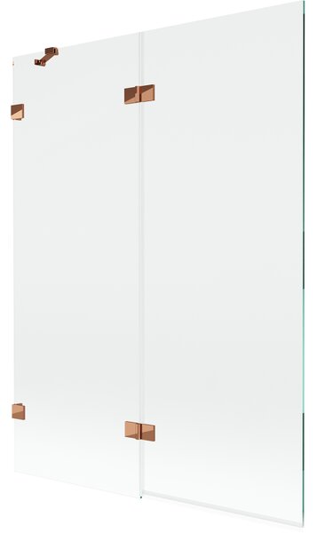 Mexen Lunar, 2-krídlová vaňová zástena ľavá 130 x 150 cm, číre sklo, ružové zlato, 897-130-100-60-00-L