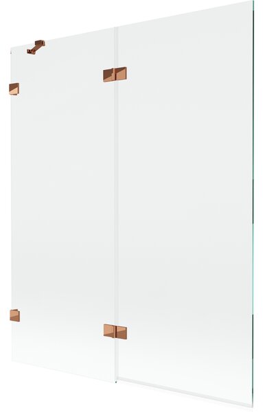 Mexen Lunar, 2-krídlová vaňová zástena ľavá 140 x 150 cm, číre sklo, ružové zlato, 897-140-100-60-00-L