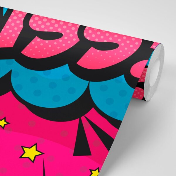 Tapeta pop art rúž - KISS!