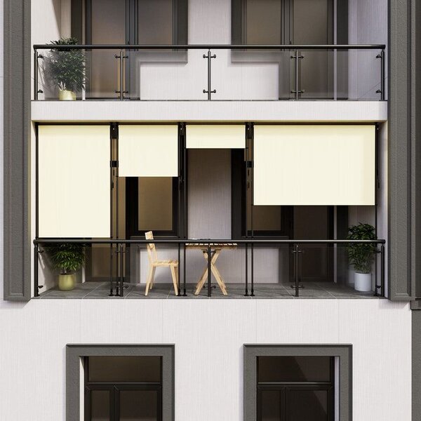 Zvislá markíza na balkón 150x228-316 cm, UV ochrana, béžová
