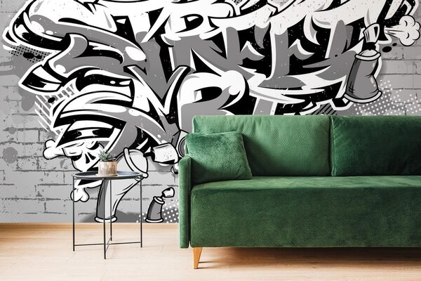 Tapeta šedý Street Art nápis so sprejmi