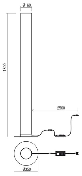 Redo 01-3012 LED stojacia lampa PILON | 57W integrovaný LED zdroj | 6885lm | 3000K
