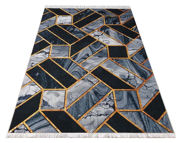 DY Čierno-zlatý koberec s geometrickým vzorom Black 04 Rozmer: 160x220 cm