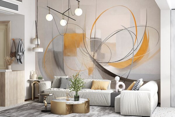 Tapety Rozmáchle línie v okri, Fototapety abstraktné, w09476 : Uwalls.sk