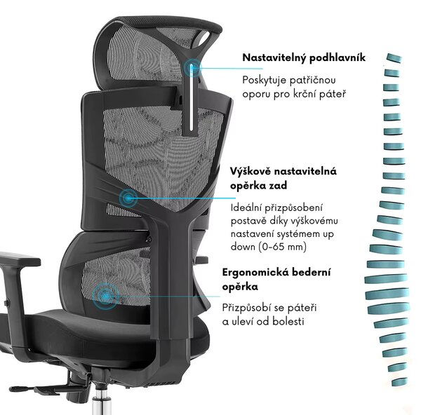 Kancelárska ergonomická stolička Neoseat ALINE — čierna, nosnosť 150 kg