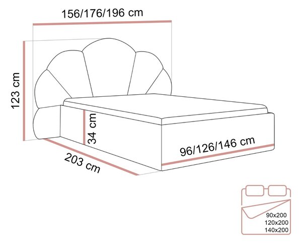 ČALÚNENÁ POSTEĽ MELIA 90 X 200 ELEMENT 15