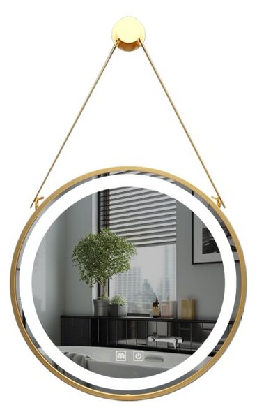 IREDA Kúpeľňové LED zrkadlo s osvetlením, zlatý rám, 60 cm