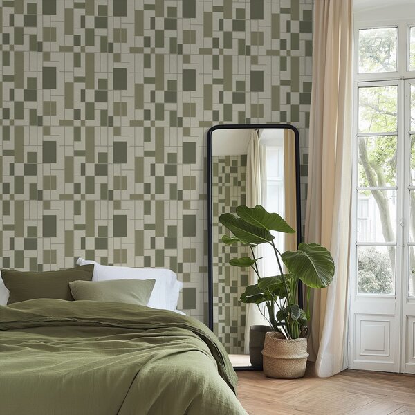 Tapety Pletené štvorce v šalviovej, Tapety abstraktné, a00769 : Uwalls.sk