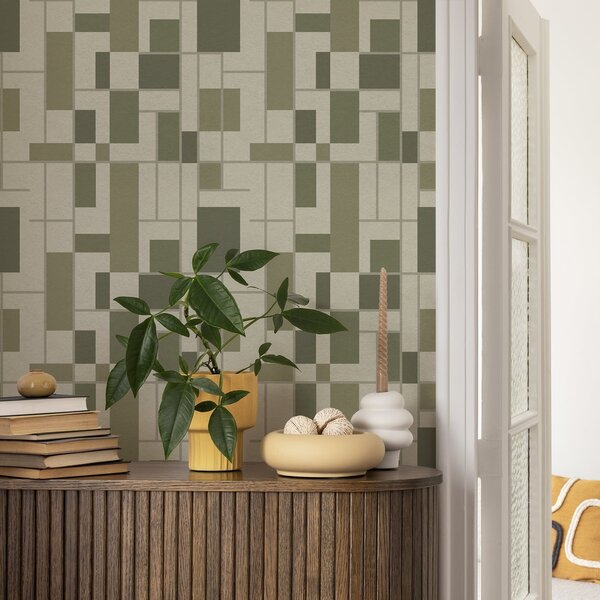 Tapety Pletené štvorce v šalviovej, Tapety abstraktné, a00769 : Uwalls.sk