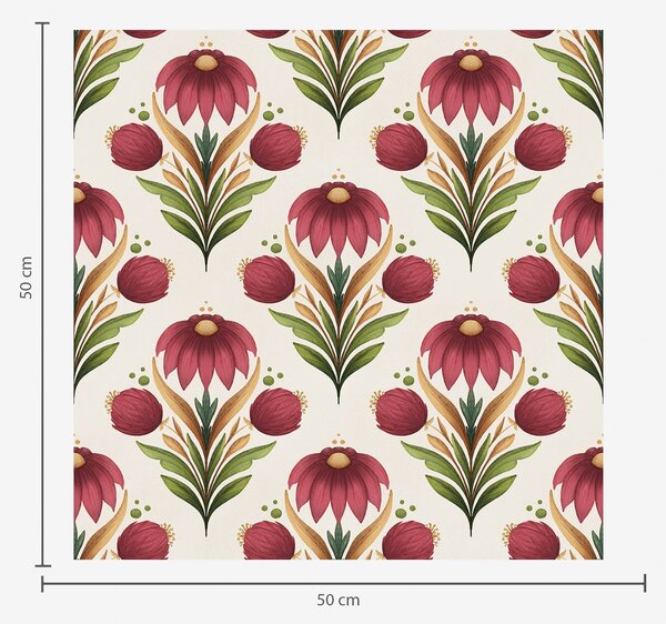 Tapety Symetrický kvetinový ornament v sýtych červeno-zelených odtieňoch, Tapety kvety, a00812v4 : Uwalls.sk