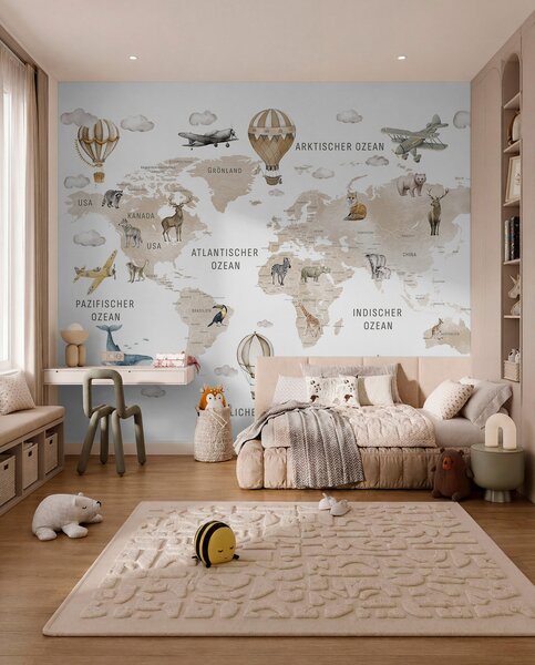 Tapety Béžový atlas nemecky, Fototapety mapy sveta, c00001dev2 : Uwalls.sk