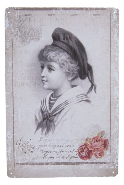 Nástenná kovová ceduľa The Fair Lady - 20 * 30 cm - Clayre & Eef