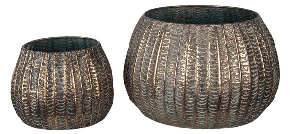2ks Zlato hnedý obal na kvety s patinou - Ø 40 * 25 / Ø 28 * 19 cm - Clayre & Eef