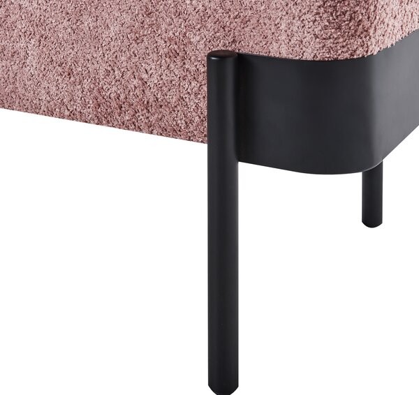 Úložná lavička do spálne ružová polyester látkové čalúnenie čierne nohy vidiecky štýl nábytok do obývacej izby