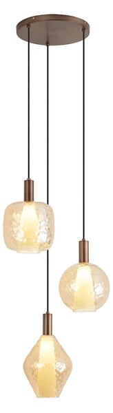 Dizajnová závesná lampa tmavobronzová 3-svetelná - Ard
