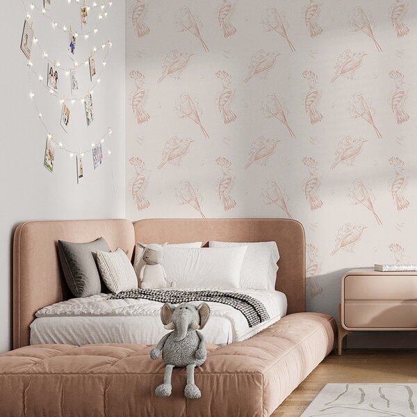 Tapety Vtáčí toile: náčrt vtákov na broskyňovo-krémovom pozadí, Tapety zvieratá, Tapety vtáky, a00656v2 : Uwalls.sk