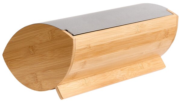 Chlebník strieborný bambus železo 36 x 25 x 16 cm dekoratívny s kovovým vekom moderný škandinávsky štýl kuchyňa