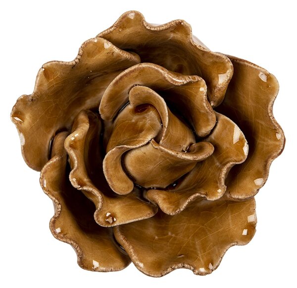 Keramická dekorace kvetina hnedá - Ø 8*6 cm - Clayre & Eef