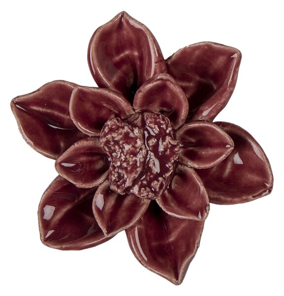 Keramická dekorácia kvetina bordová - Ø 8*4 cm - Clayre & Eef