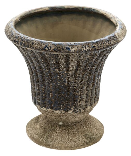 Keramický šedý kvetináč v antickom štýle Declan - Ø 13*13 cm - Clayre & Eef