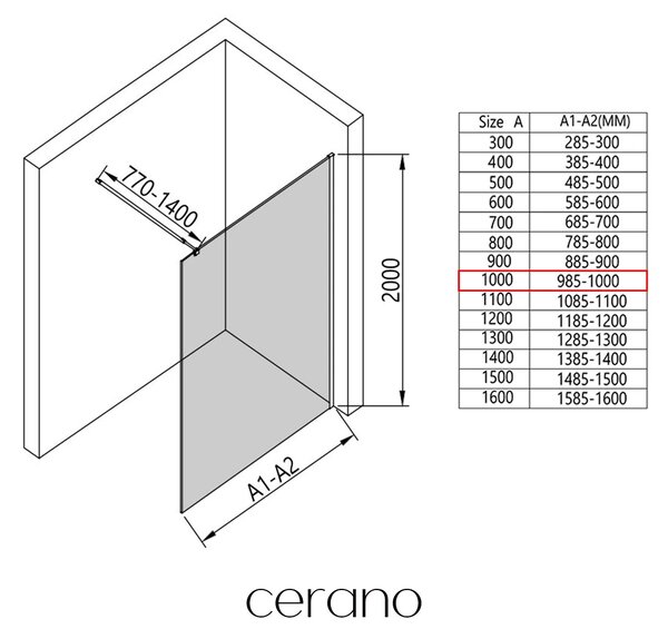 CERANO - Sprchová zástena Walk-in Onyx Round Ľ/P - 8 mm - guľatá vzpera - čierna matná, bronzové sklo - 100x200 cm
