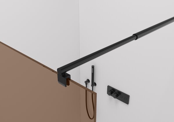 CERANO - Sprchová zástena Walk-in Onyx Round Ľ/P - 8 mm - guľatá vzpera - čierna matná, bronzové sklo - 50x200 cm