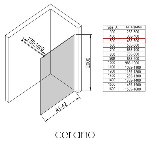 CERANO - Sprchová zástena Walk-in Onyx Round Ľ/P - 8 mm - guľatá vzpera - čierna matná, bronzové sklo - 50x200 cm