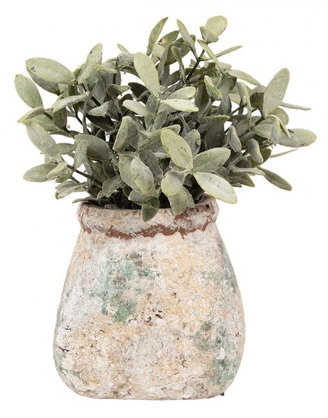 Dekoratívny béžový antik terakotový kvetináč Teracci M - 14*14*13 cm - Clayre & Eef