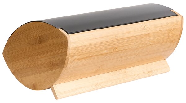 Chlebník čierny bambus železo 36 x 25 x 16 cm dekoratívny s kovovým vekom moderný škandinávsky štýl kuchyňa
