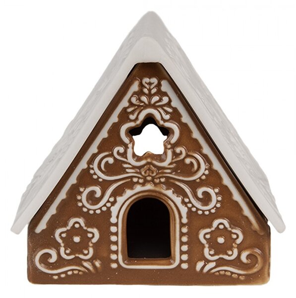 Porcelánový svietnik perníková chalúpka Gingerbread House - 8*7*7 cm - Clayre & Eef
