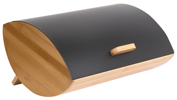 Chlebník čierny bambus železo 36 x 25 x 16 cm dekoratívny s kovovým vekom moderný škandinávsky štýl kuchyňa