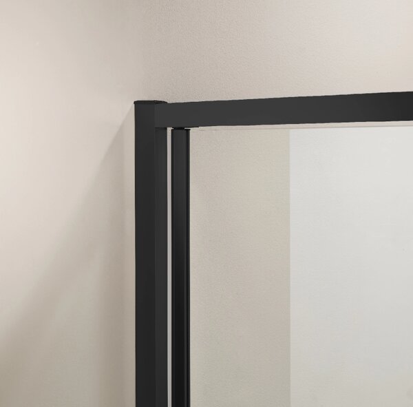 CERANO - Sprchovací kút Versaro L/P - 6 mm - čierna matná, transparentné sklo - 80x90 cm - zasúvacia