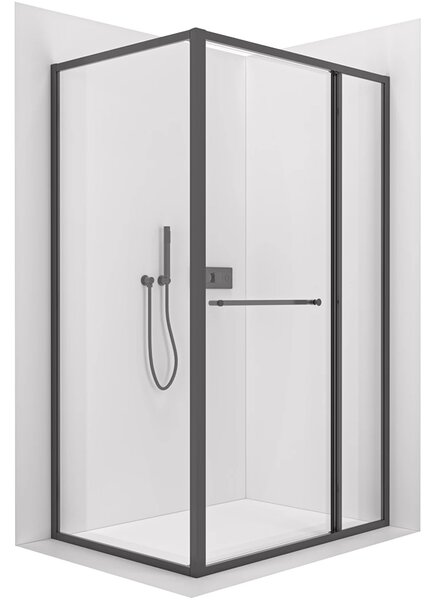 CERANO - Sprchovací kút Versaro L/P - 6 mm - čierna matná, transparentné sklo - 110x80 cm - zasúvacia