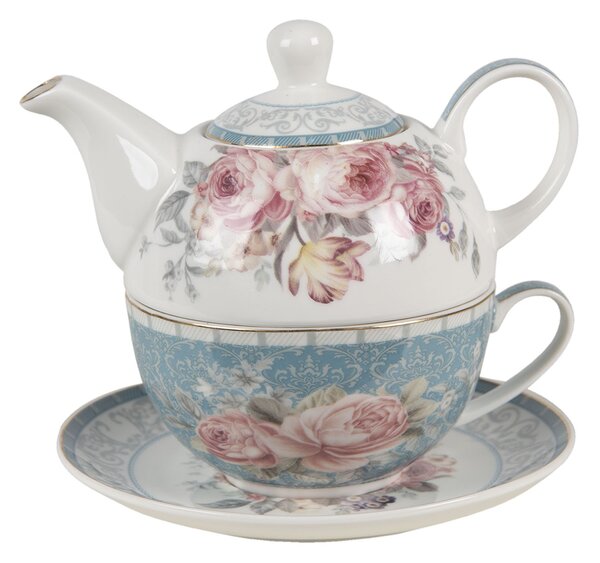 Porcelánový Tea for one Peony Rosé - 16 * 10 * 14 cm / 400 ml / 250 ml - Clayre & Eef