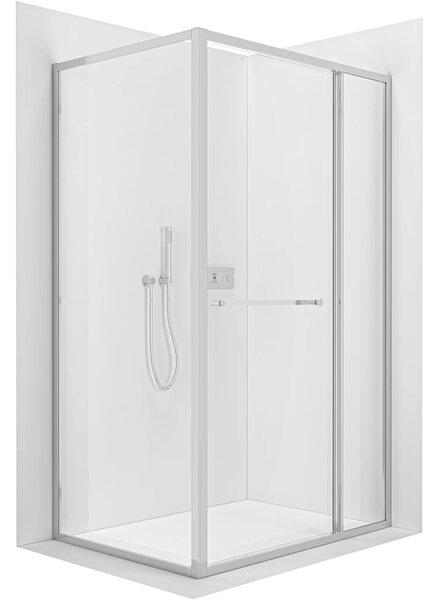 CERANO - Sprchovací kút Versaro L/P - 6 mm - chróm, transparentné sklo - 110x80 cm - zasúvací