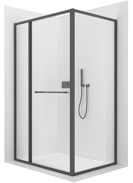 CERANO - Sprchovací kút Versaro L/P - 6 mm - čierna matná, transparentné sklo - 110x80 cm - zasúvacia
