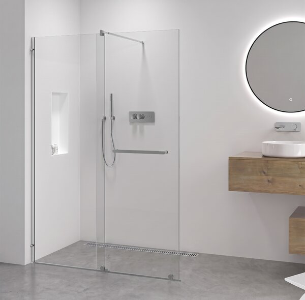 CERANO - Sprchová zástena Walk-in Medin Ľ/P - 8 mm - chróm, transparentné sklo - 120x195 cm - dvojdielna posuvná
