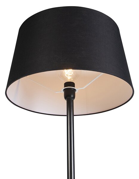 Stojaca lampa čierna s tienidlom z ľanu čierna 45 cm - Simplo