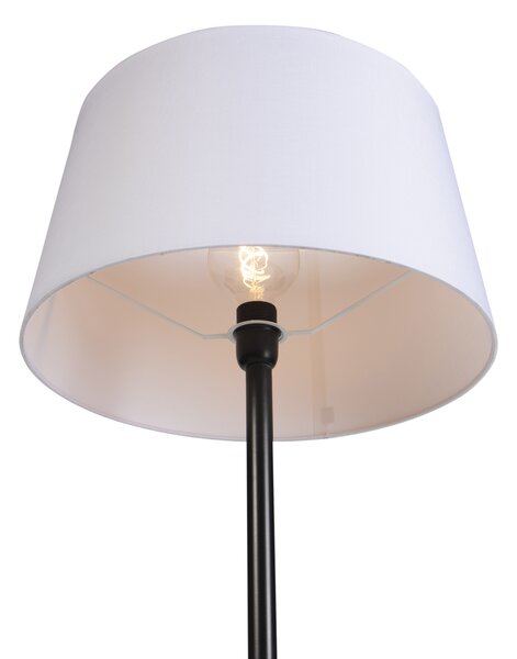 Stojaca lampa čierna s bielym ľanovým tienidlom 45 cm - Simplo