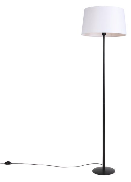 Stojaca lampa čierna s bielym ľanovým tienidlom 45 cm - Simplo
